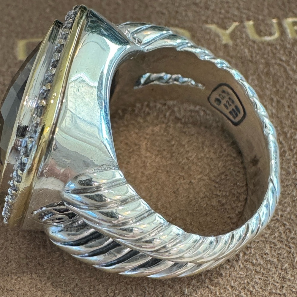David Yurman Smoky Quartz & Diamond Sterling Ring - Size 7 - Picture 5 of 16